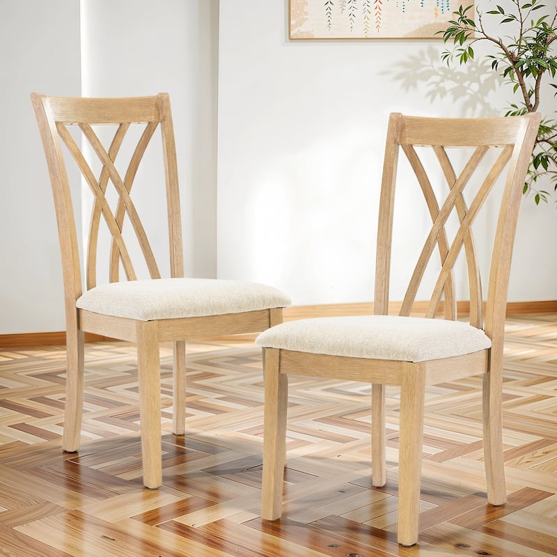 Dining Chairs Set of 2, Rubberwood Legs with Adjustable Glides, 23"H Chairs, KD Packing, Weight 250 lbs, Easy Clean