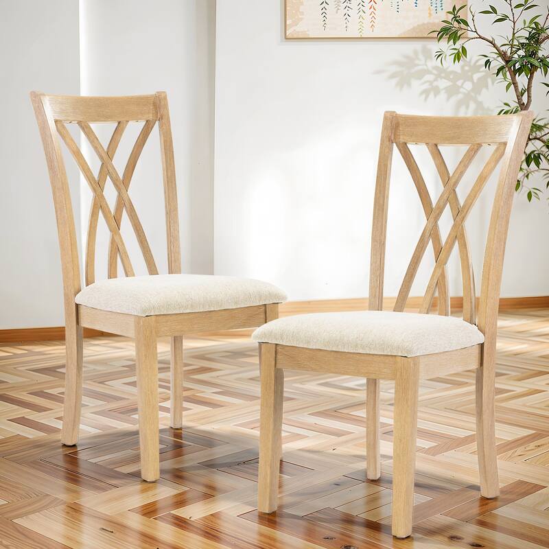 Upholstered Dining Chairs Set of 2, Open Back Wooden Kitchen Chairs, Dining Chairs with Padded Seat and Wood Legs