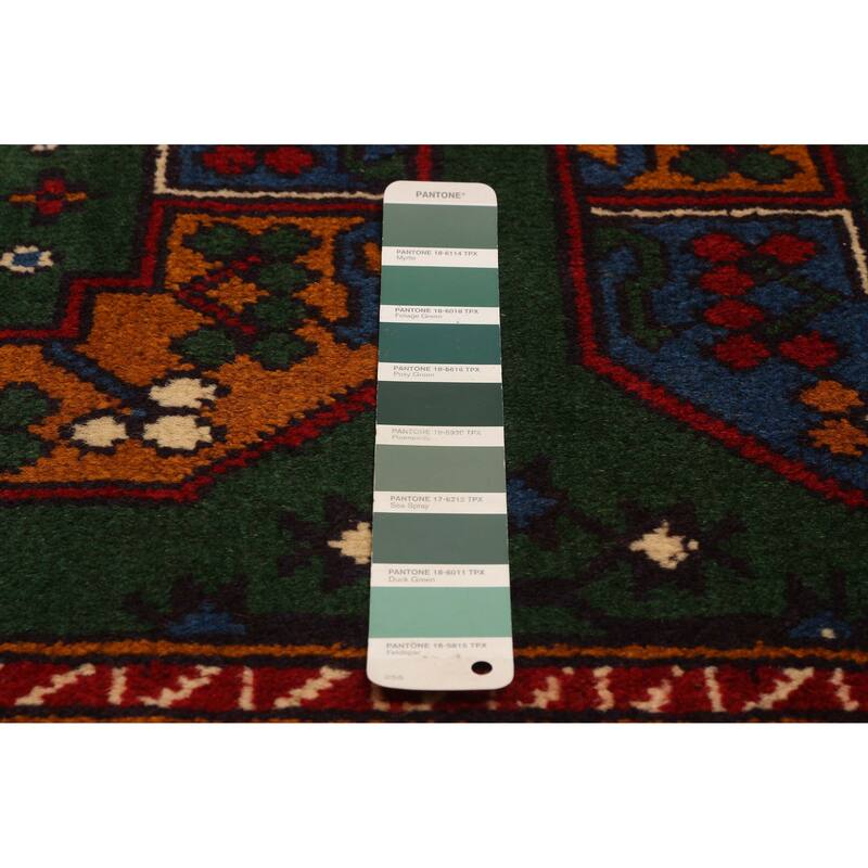 ECARPETGALLERY Hand-knotted Uzbek Kargahi Green Wool Rug - 6'4 x 9'11
