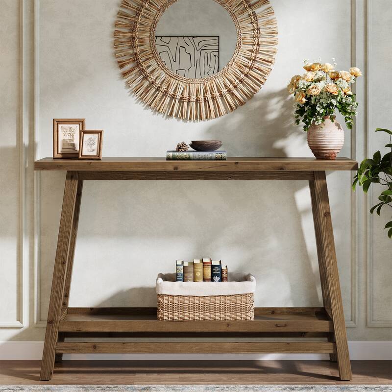 Farmhouse Solid Wood Console Sofa Table for Living Room Entryway