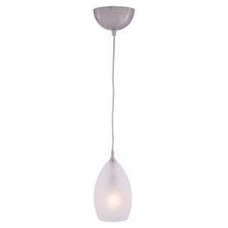 Milano Satin Nickel Mini Pendant Ceiling Light White Glass - 4.5-in W x 8.25-in H x 4.5-in D
