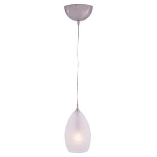 Milano Satin Nickel Mini Pendant Ceiling Light White Glass - 4.5-in W x 8.25-in H x 4.5-in D
