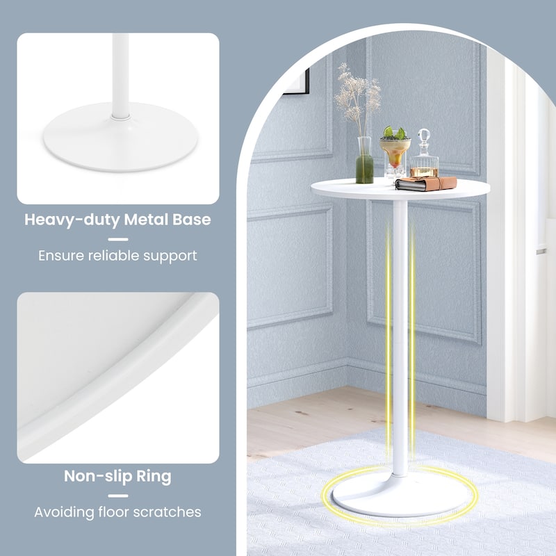 Gymax Round Bar Table Set of 2 w/Adjustable Height & Metal Base Modern
