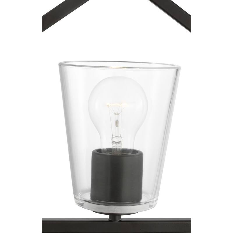 Vertex Collection One-Light Matte Black Clear Glass Contemporary Semi-Flush Mount with - 7.37 in x 5 in x 11.62 in