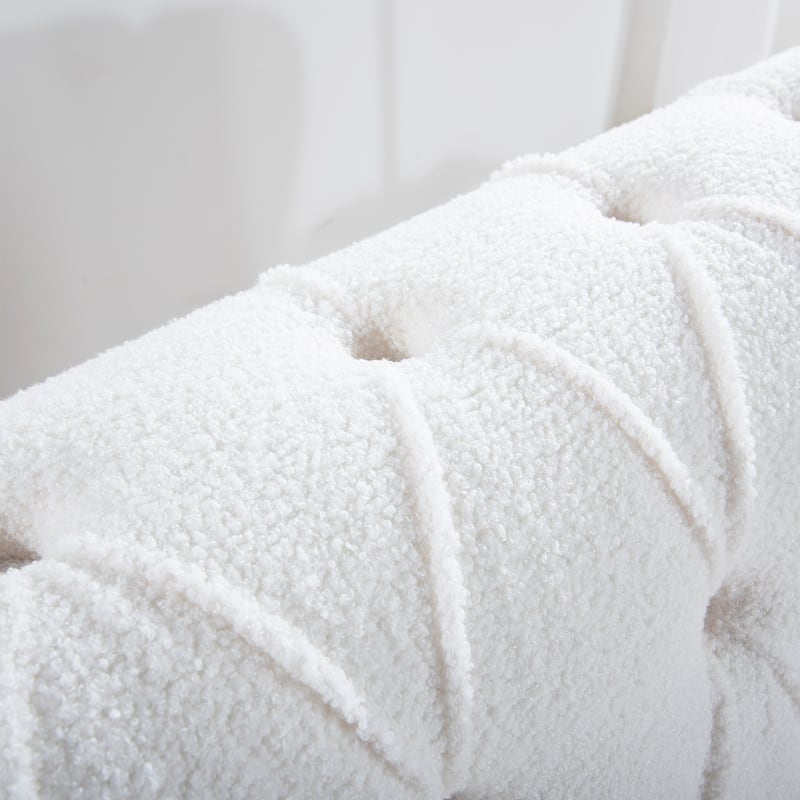 Chesterfield Fabric 3 Seater Sofa, Tufted Upholstered Sofa with Rolled Arms, Lounge Sofa Chair with Wooden Legs