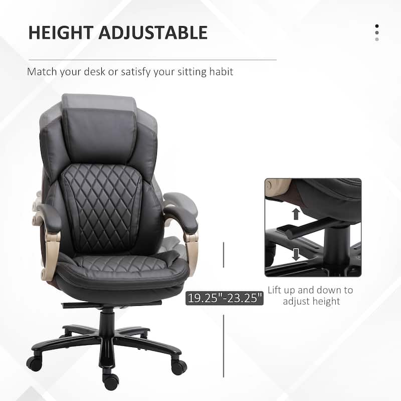 Vinsetto Heavy Duty Office Chair 350lbs Capacity, Mesh & Faux Leather, Rocker Ergonomic, Adjustable Height with Wheels