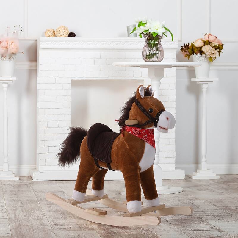 Kids Plush Rocking Horse with Authentic Neighing Sounds, Soft Body, and Developmental Benefits, for Toddlers 36 Months+