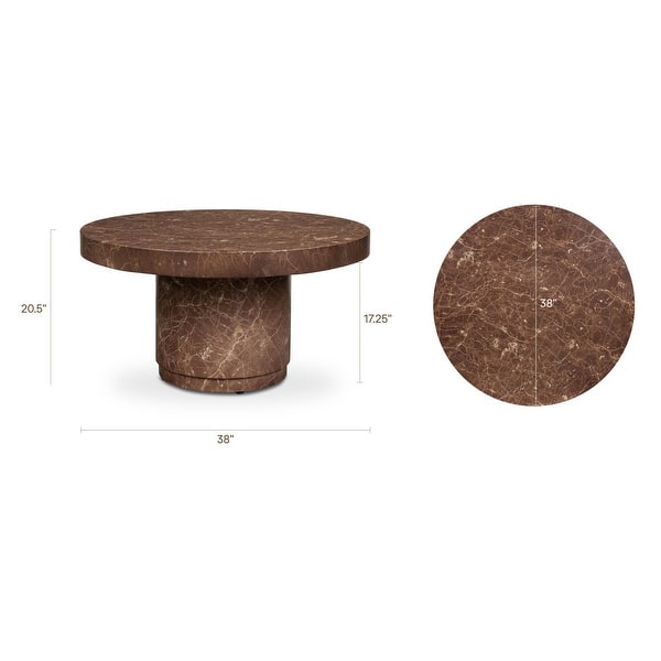 dimension image slide 0 of 2, Poly & Bark Treso Round Concrete Coffee Table with Marble Finish