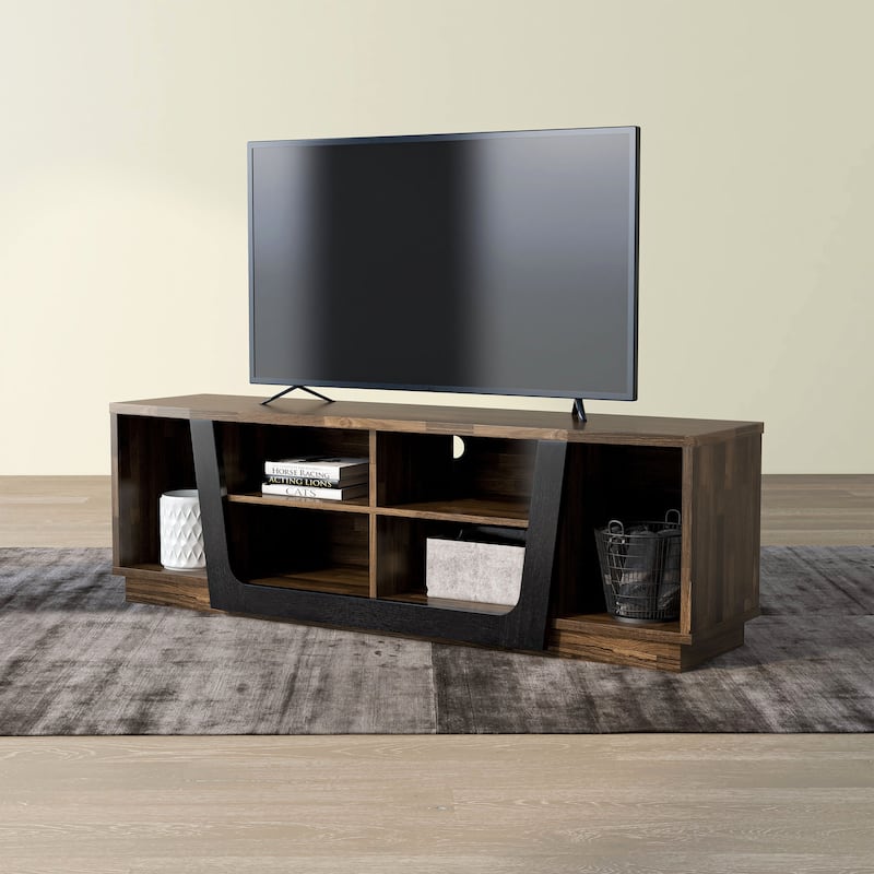 DH BASIC Contemporary Light Hickory 63-inch 6-Shelf TV Stand by Denhour