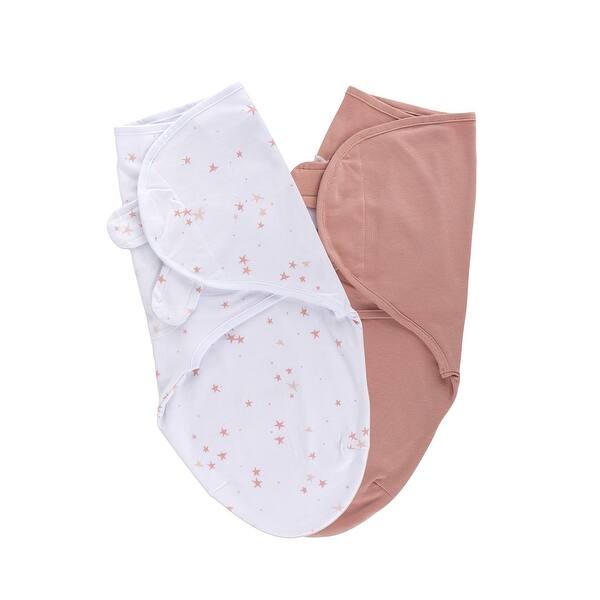 slide 1 of 1, Ely's & Co. Baby Adjustable Swaddle Blanket - 2 Pack infants from 0 - 3 Months (7 - 14 lbs.) - Pink Stars