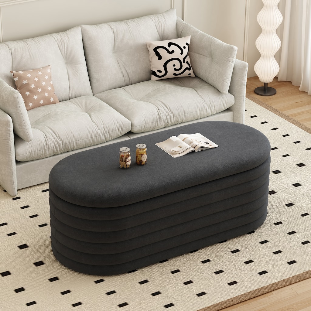 GDFStudio - Marlowe Upholstered Fabric Storage Bench Chenille Ottoman Bench