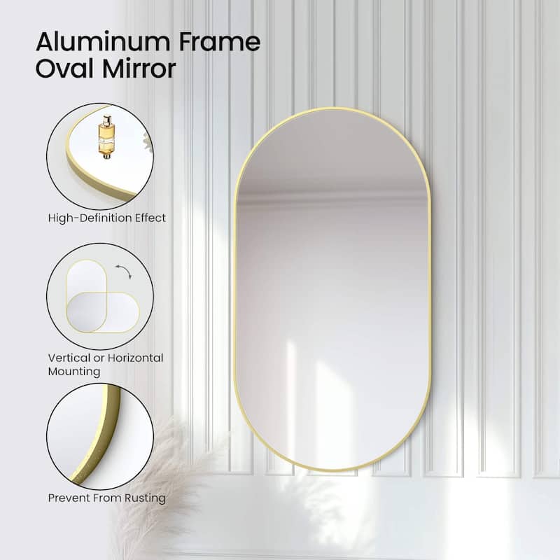 24 x 44 Inch Shatterproof Wall Mount Metal Frame Mirror