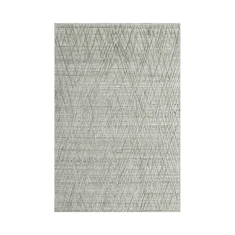 Hand Made Loop n Cut Pile 100% Wool Modern Oriental Area Rug Gray - 4' x 5' 11''
