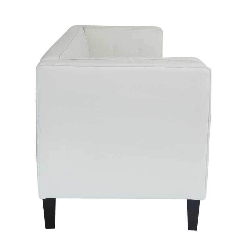 Ivory Velvet Button Tufted 3-seater Sofa with Hardwood Frame