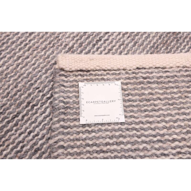 ECARPETGALLERY Flat-Weave Nevada Grey Wool Kilim - 5'6 x 7'9