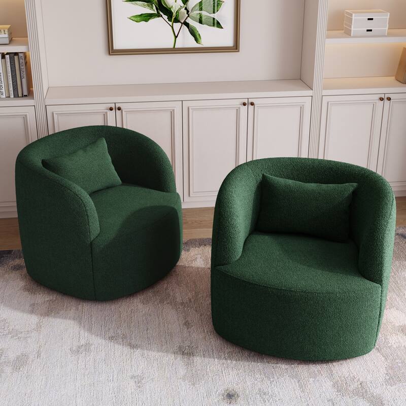 2Set Modern 360-degree Rotation Teddy Barrel Chairs