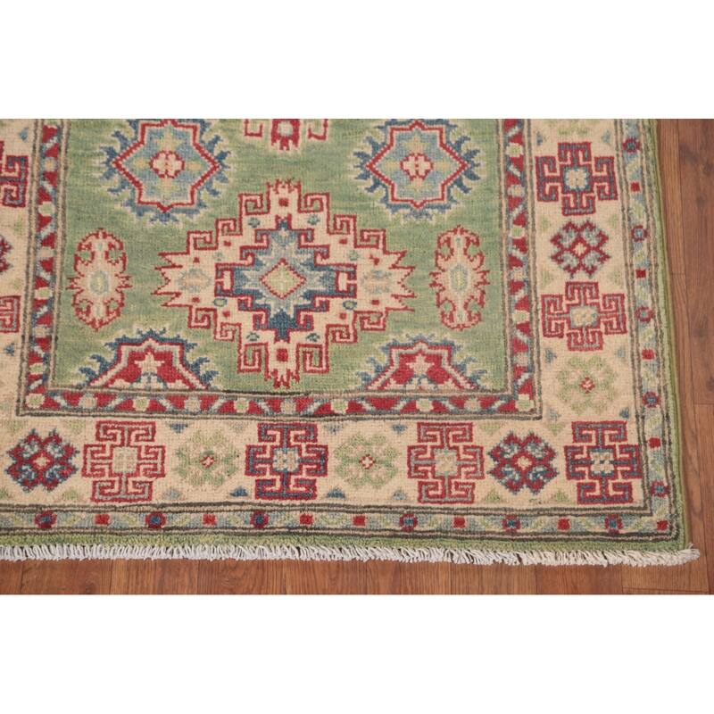 Green Kazak Oriental Foyer Rug Handmade Wool Carpet - 2'9" x 4'3"