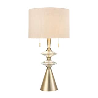 Annetta metal glass table lamp in Antique Brass Set of 2