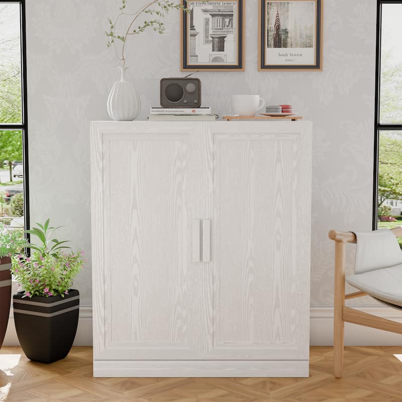 Modern Wooden Sideboard Cabinet Buffet Cabinet with 2 Doors and Adjustable Shelf Console Accent Cabinets