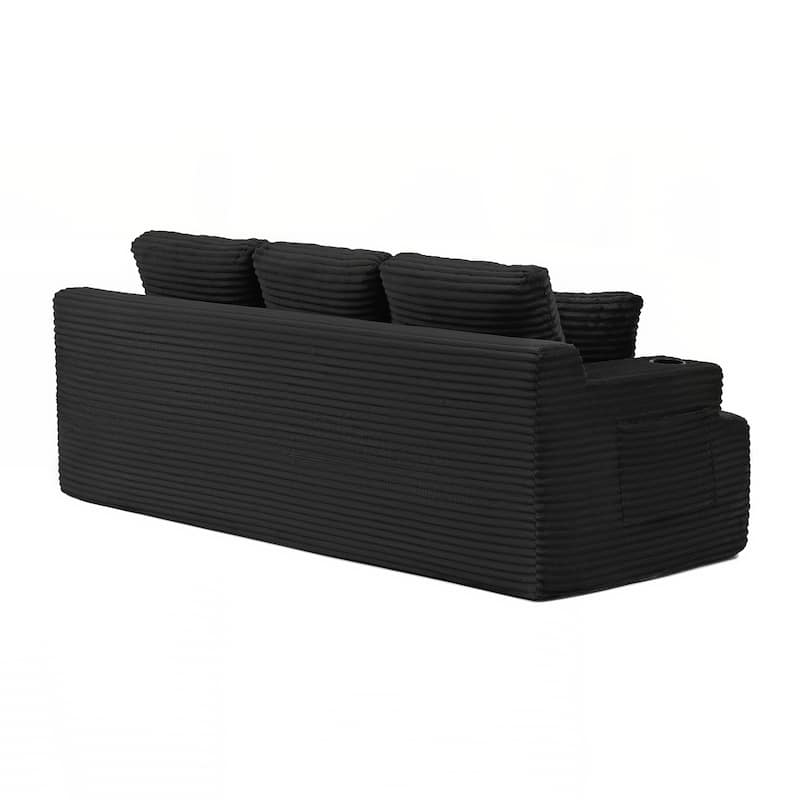 86.2''Boneless Sofa Couch with 2 Pillows Extra - Black