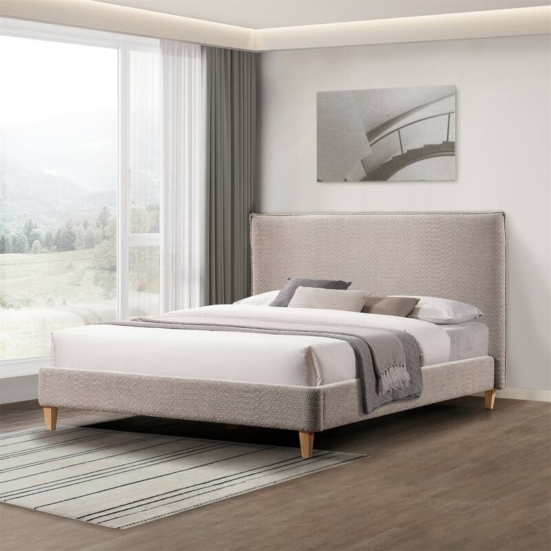 Morden Queen Size Upholstered Platform Bed - Grey