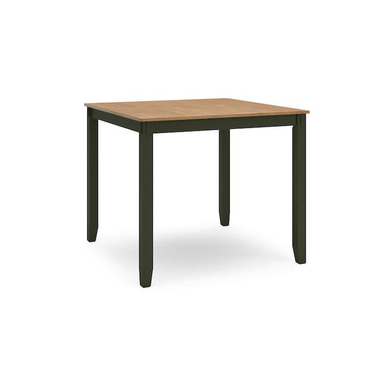 Gasy Counter Height Dining Table Set, 4 Chairs, Dark Green Wood, Brown