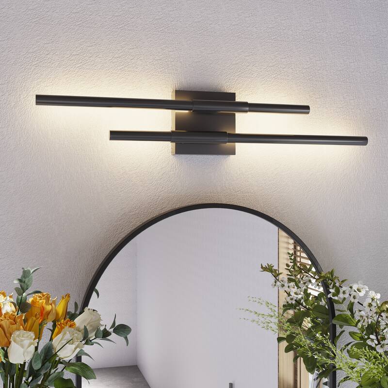 LED Bath and Vanity Light Dimmable Metal Wall Sconces - Black