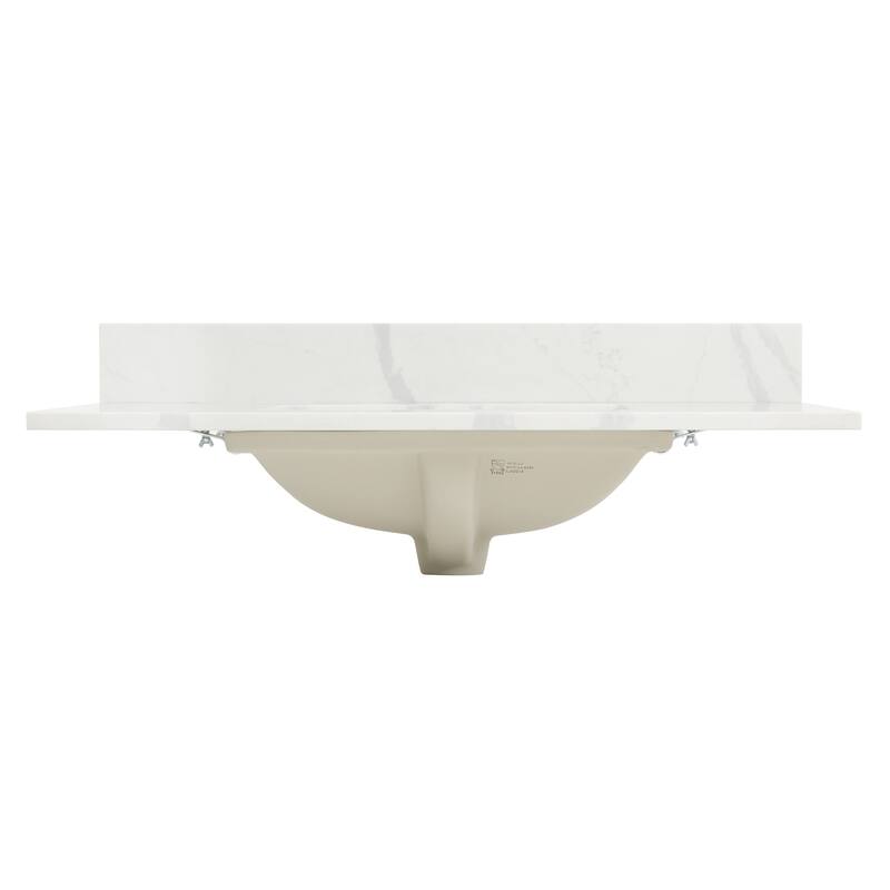 Altair Arbios Calacatta White Quartz Stone Vanity Top in 8 in.Widespread Faucet Hole Without Cabinet