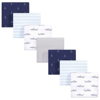 Hudson Baby Infant Boy Cotton Flannel Receiving Blankets Bundle, Shark, One Size - Shark - One Size
