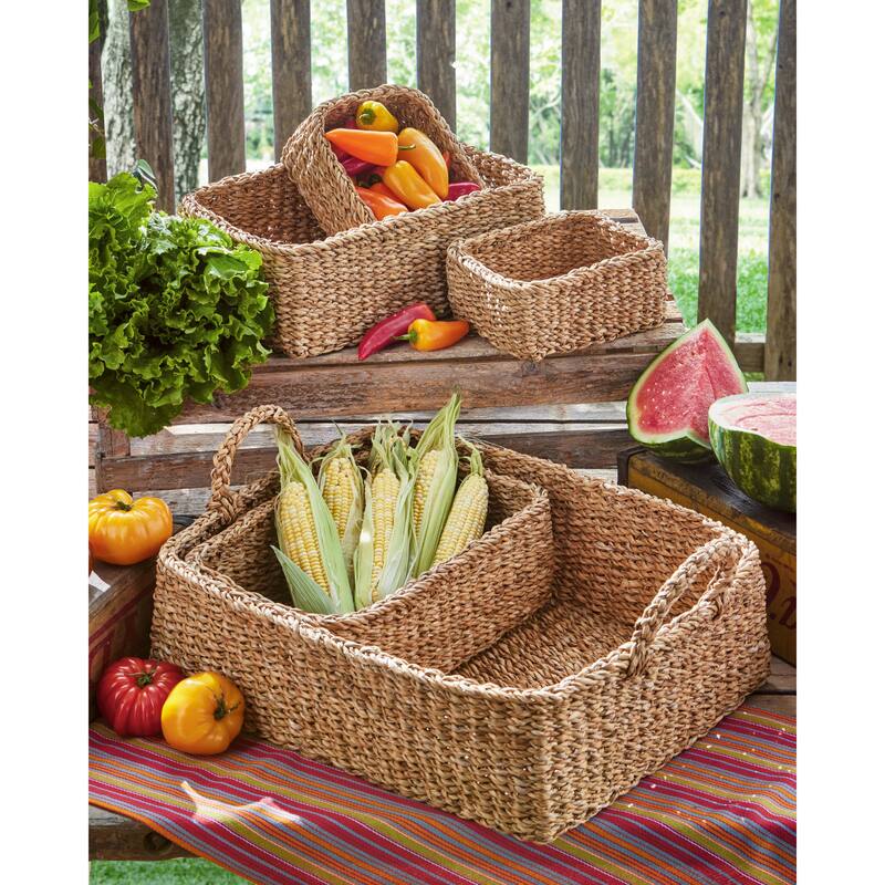 Rectangular Tray W/Small Baskets S/5 - Natural