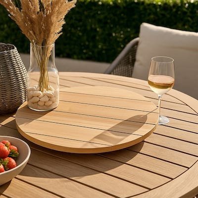 Nordic Teak Natural Indoor or Outdoor Slatted Lazy Susan 31" - 31" x 31"