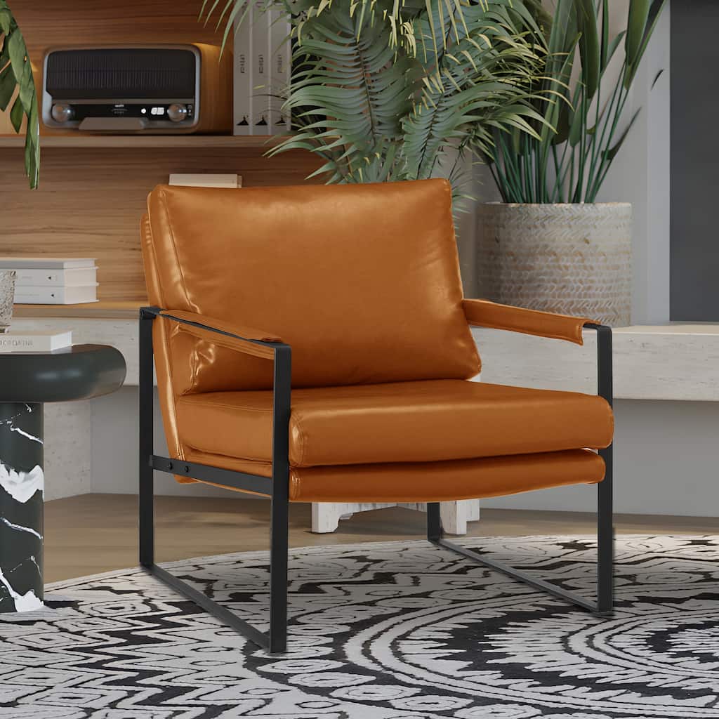 Art Leon Modern PU Leather Upholstered Arm Chair with Steel Frame