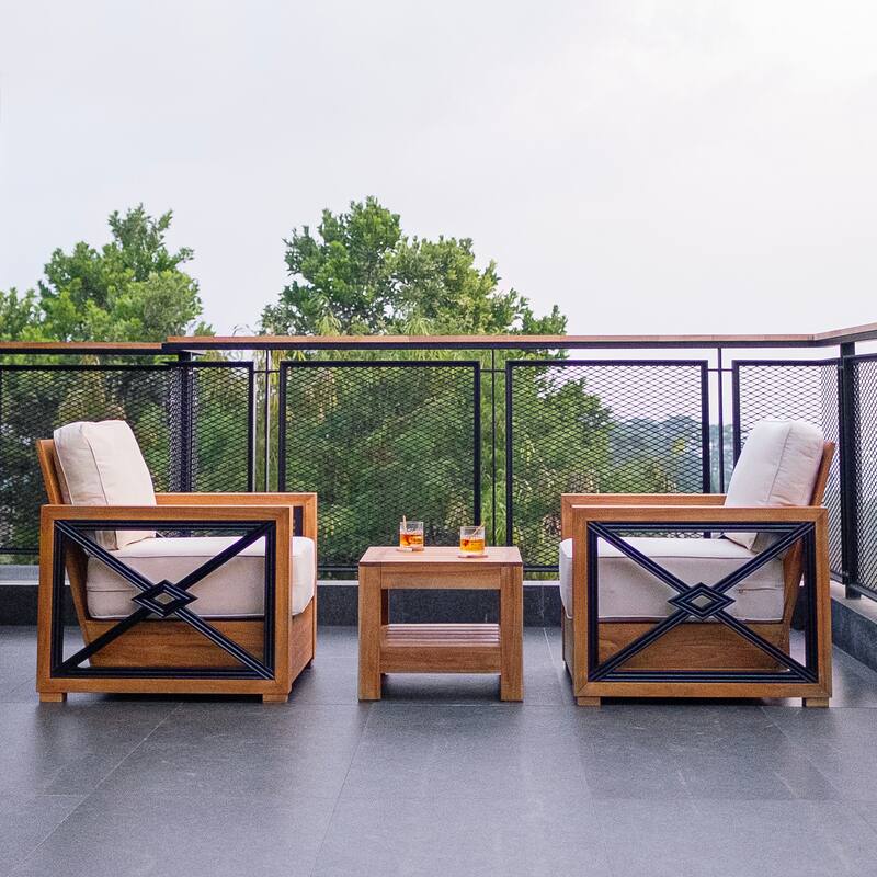 Cambridge Casual Provence 3-piece Teak Outdoor Conversation Set