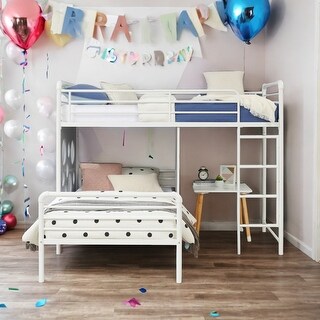 Modern Geo Cutout Colorful Twin L-Shaped Bunk Bed