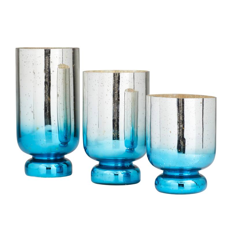 Glass Pillar Hurricane Lamp - S/3 12", 10", 8"H