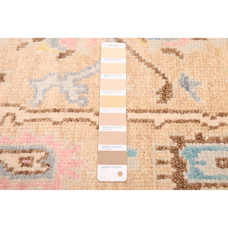 ECARPETGALLERY Hand-knotted Modern Oushak Tan Wool Rug - 3'1 x 12'2