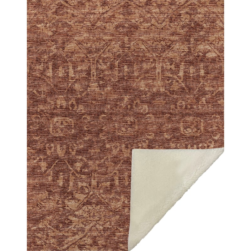 Premium Machine Washable ASB40 Vintage Global Sherpa Throw Blanket