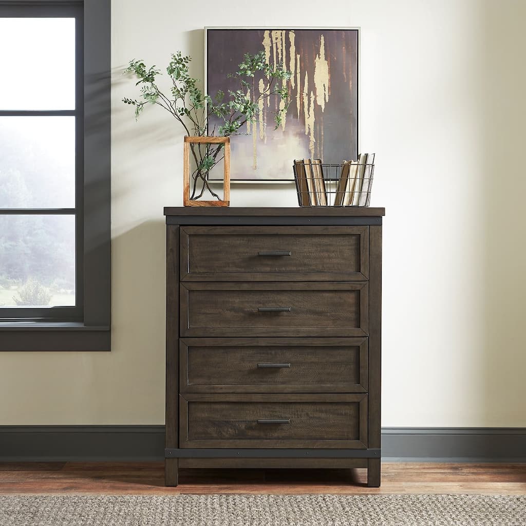 Thornwood Hills Rock Beaten Grey Finish 4 Drawer Chest
