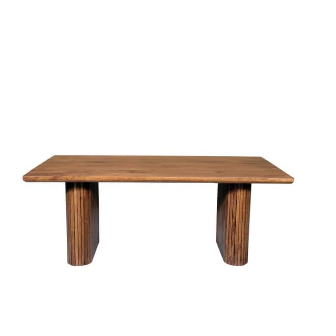 HomeRoots 82" Brown Wood Double Pedestal Base Dining Table - 82.00 in. x 30.00 in. x 38.00 in.