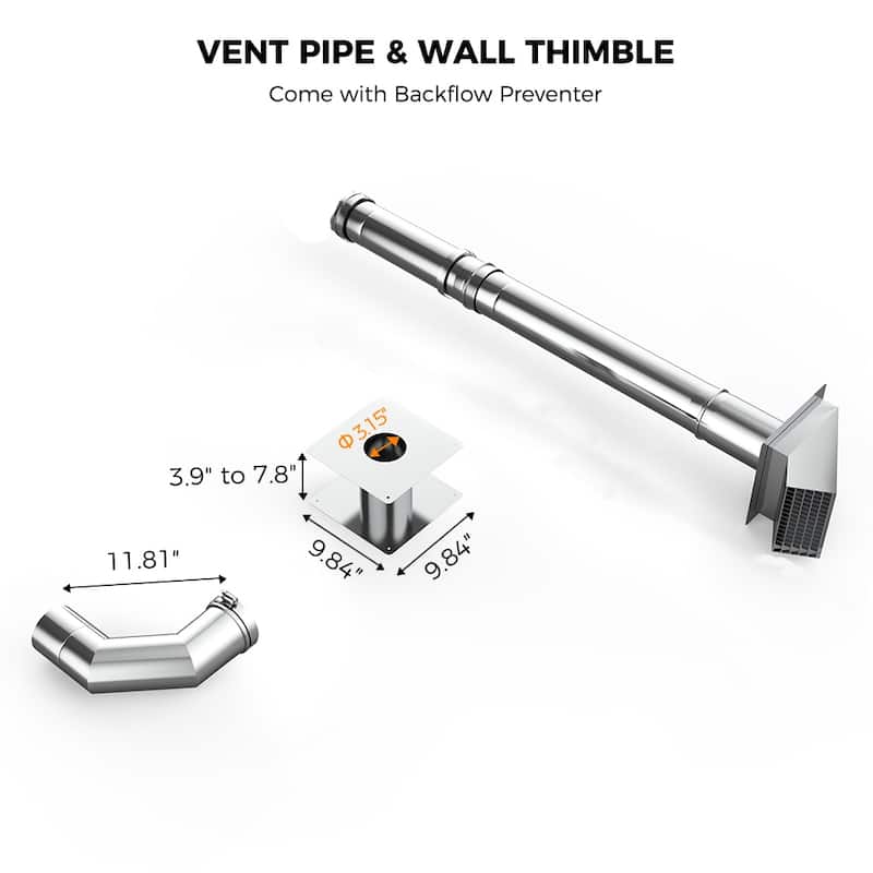 CAMPLUX 3" Horizontal Stainless Steel Vent Pipe Kit