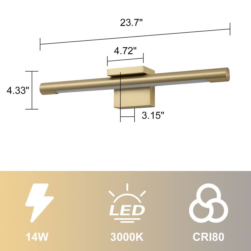 23.7" Mid-Century Modern Dimmable LED Bathroom Vanity Light Picture Light Art Lights for Wall