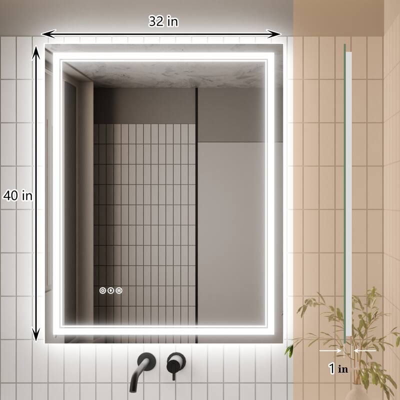 Modland LED Bathroom Vanity Mirror Anti-Fog Tempered Glass Dimmable