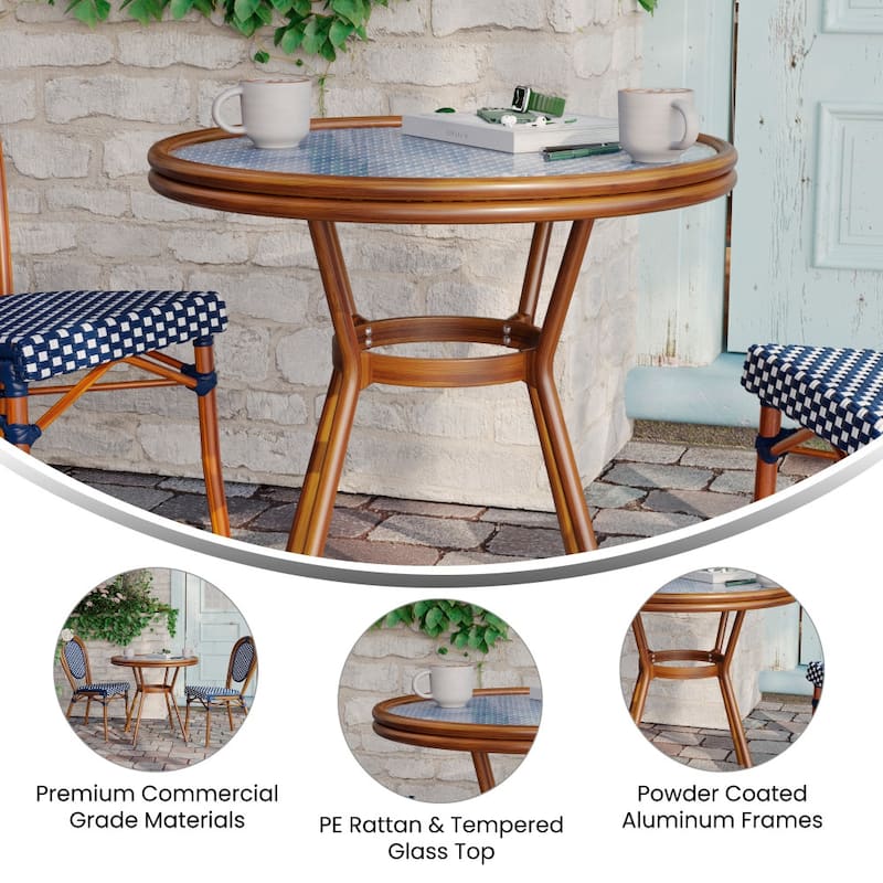 Indoor/Outdoor Commercial Glass Top Bistro Table