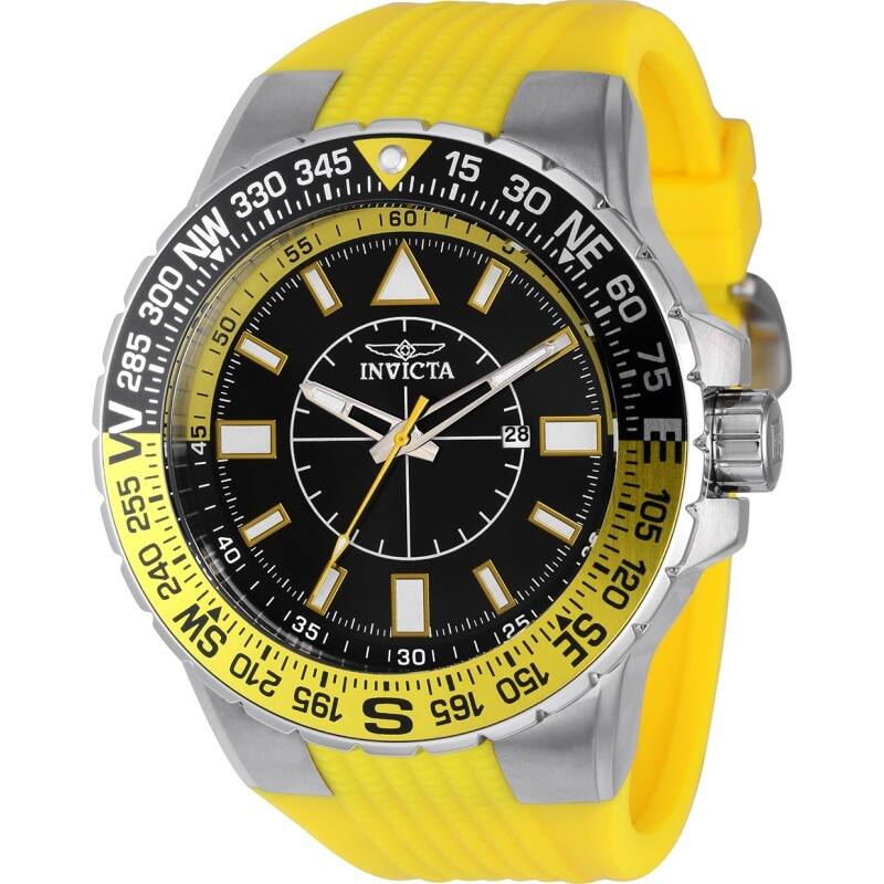 Invicta Men's 36981 Aviator Quartz 3 Hand Black Dial Watch