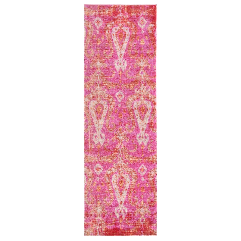 Nyla Indoor/ Outdoor Ikat Area Rug - 2'8"X10' Runner - Pink/Orange