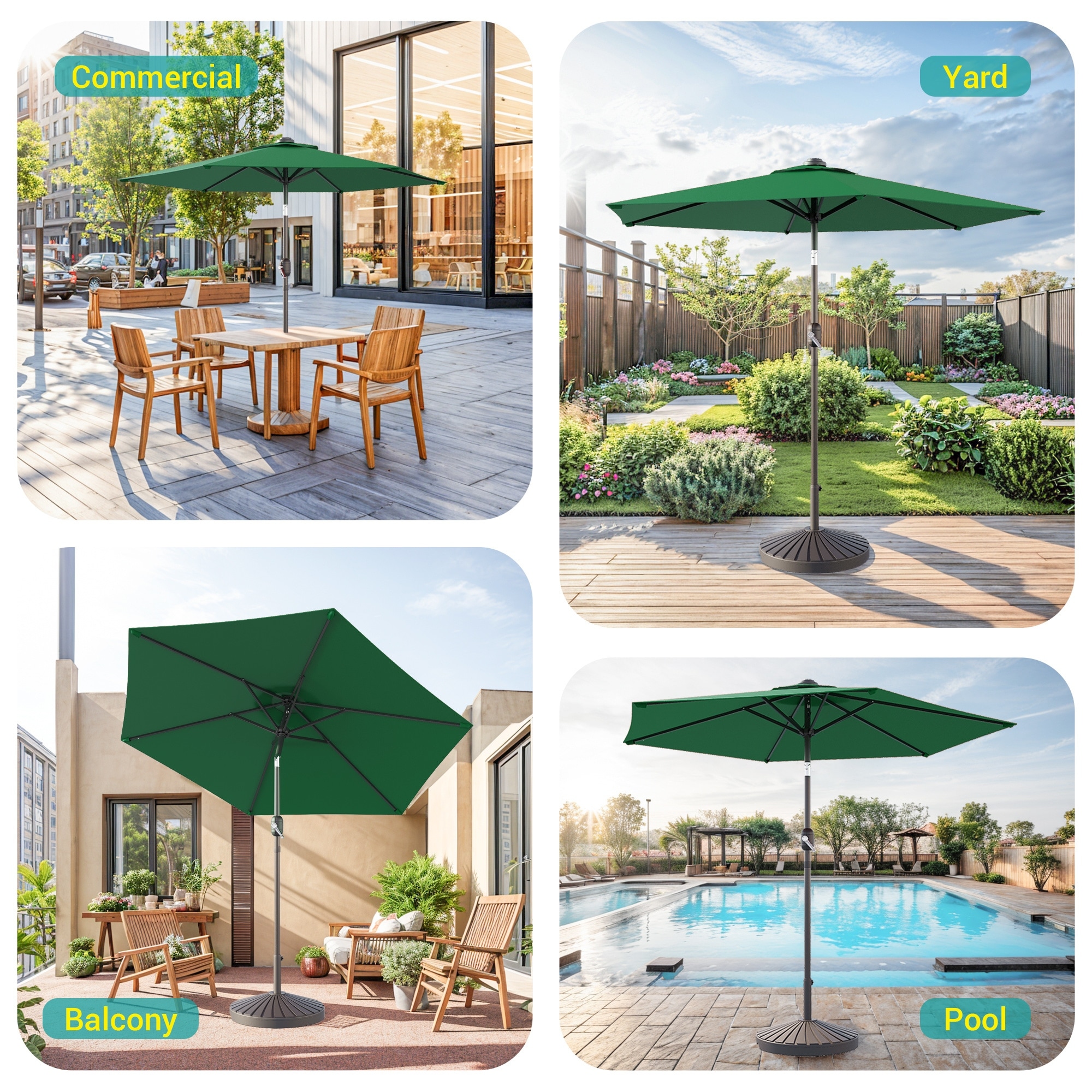 8x12 patio umbrella PURPLE LEAF 15x9ft Double-Sided Rectangular Outdoor Market with Base, Light Grey Close the umbrella during bad weather Bonosuki 7.5-foot Waterproof Sunshade Canopy