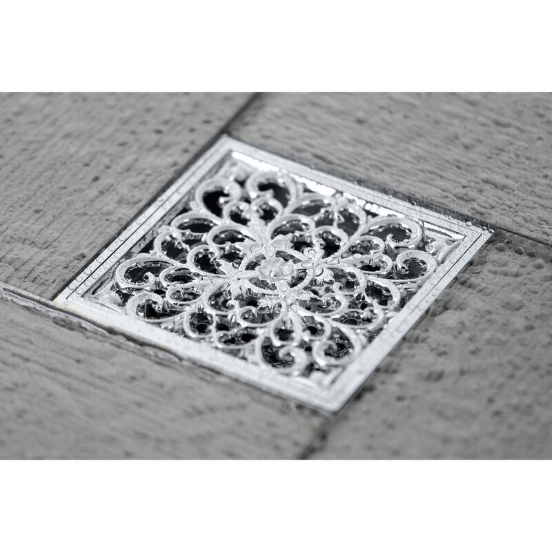 Watercourse Scroll 4" Square Grid Shower Drain