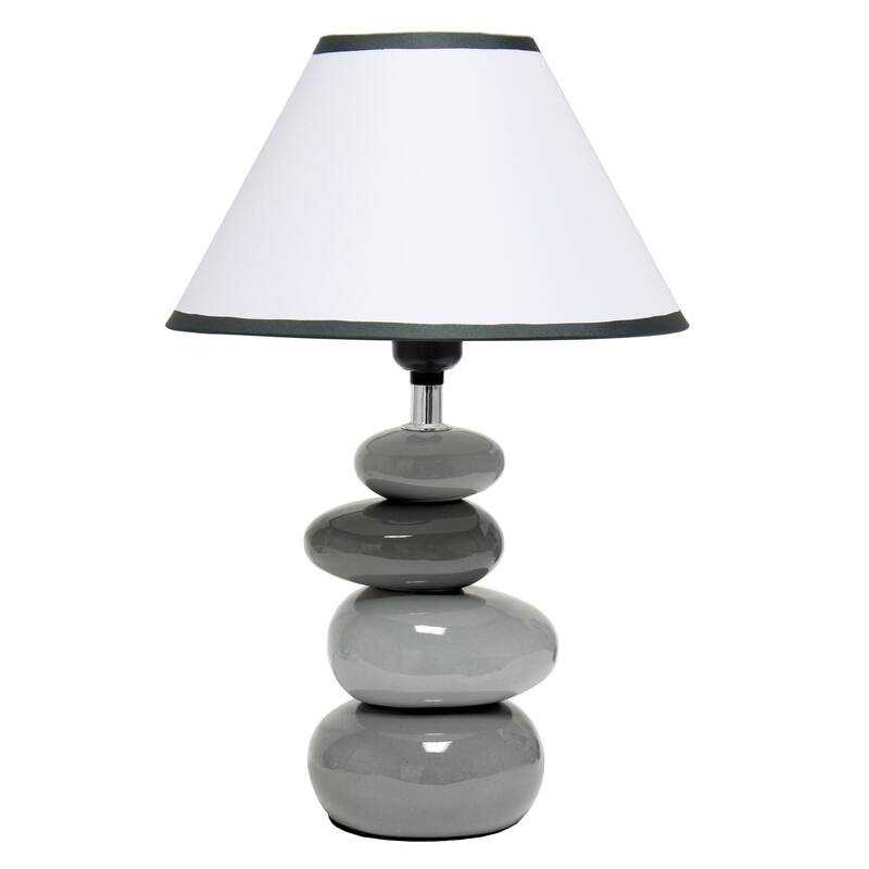 14.04 in. Gray Finish Table Lamp with White Shade, Sturdy Table Lamp for Living Rooms and Bedrooms