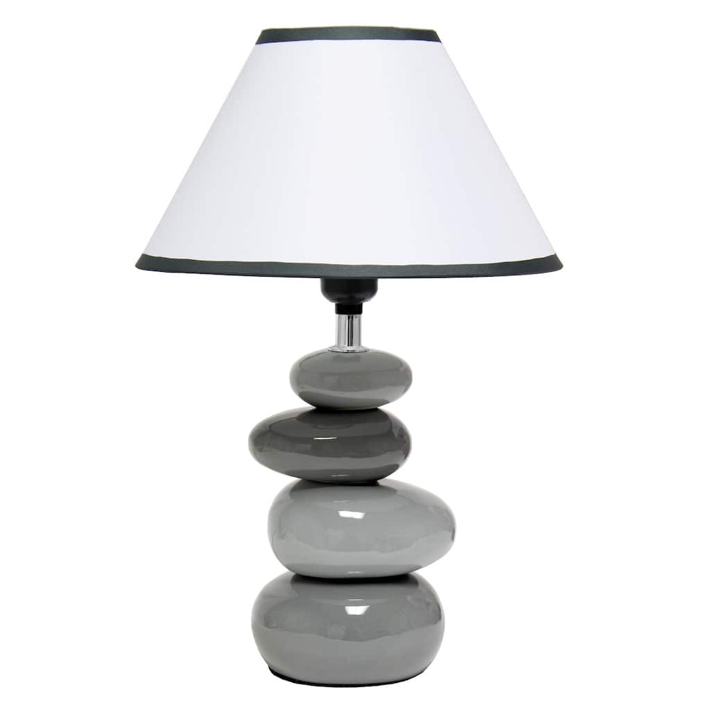 14.04 in. Gray Finish Table Lamp with White Shade, Sturdy Table Lamp for Living Rooms and Bedrooms
