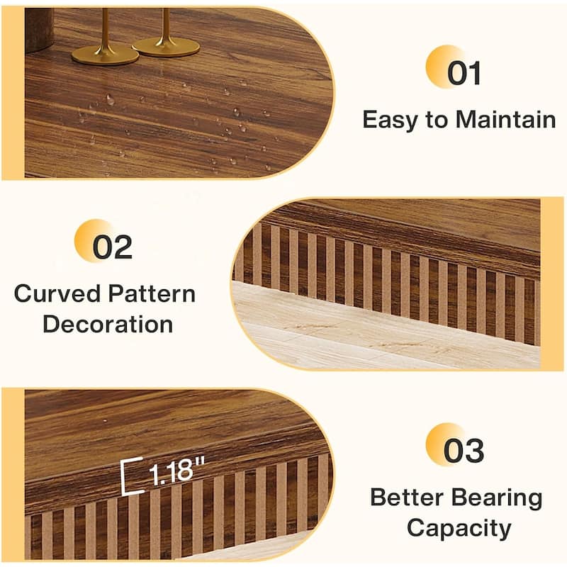 Dining Table Set, 55 Inches Dining Room Table with 2 Benches, Brown